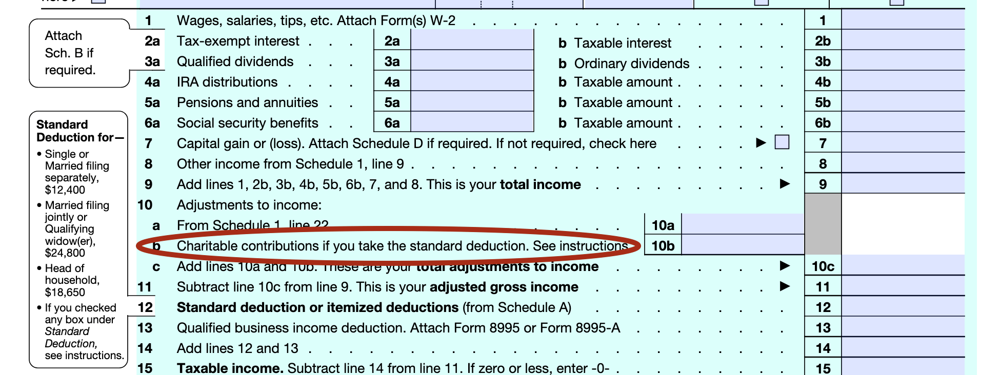 turbotax return not changing with standard deduction